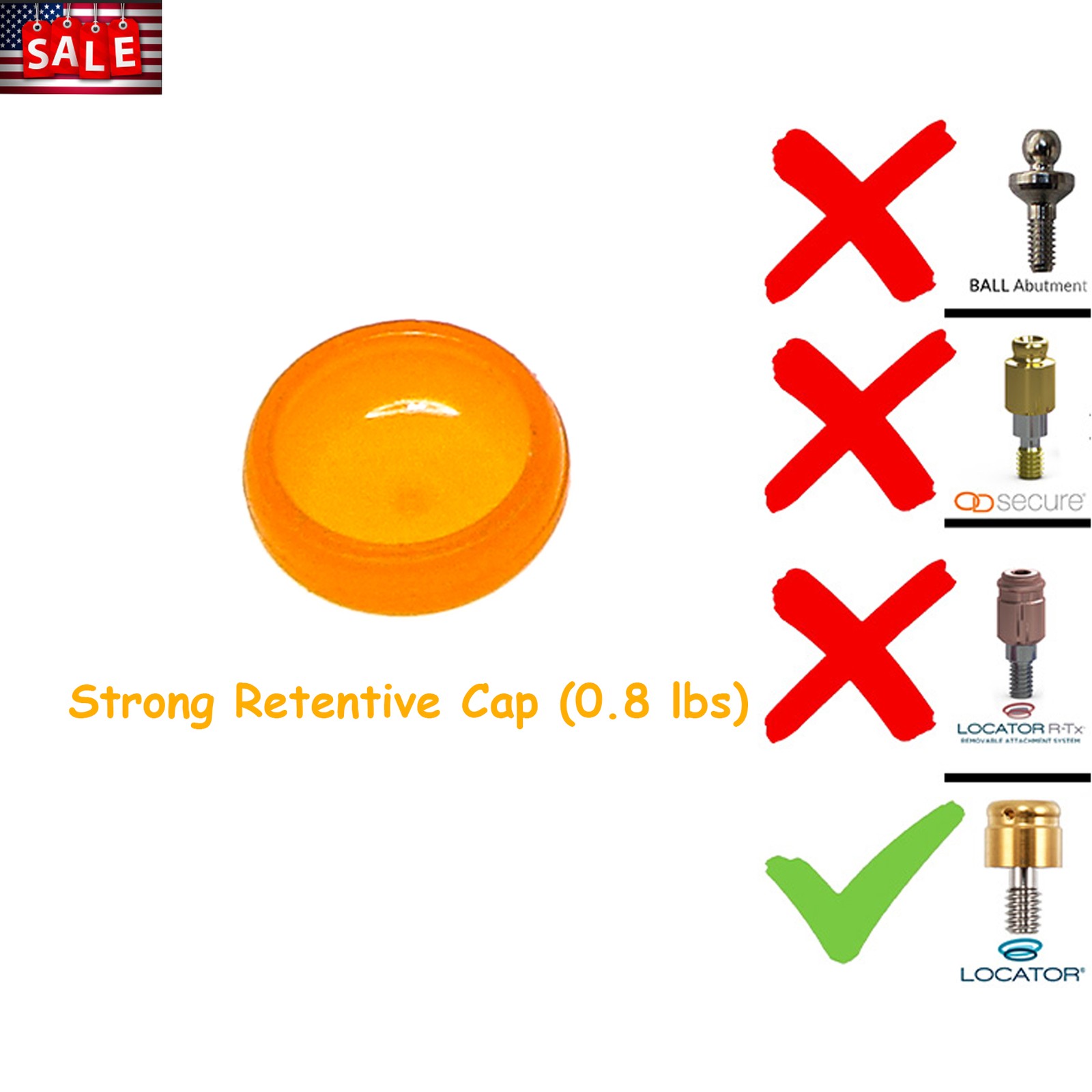Locator Abutment Overdenture Implant Retention Caps Inserts Zimmer/Nobel/Hiossen