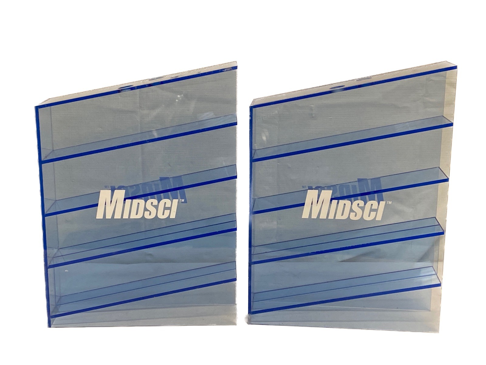 Used (2) MIDSCI Harvest Acrylic Serological Pipet Rack 5-Compartments Blue B