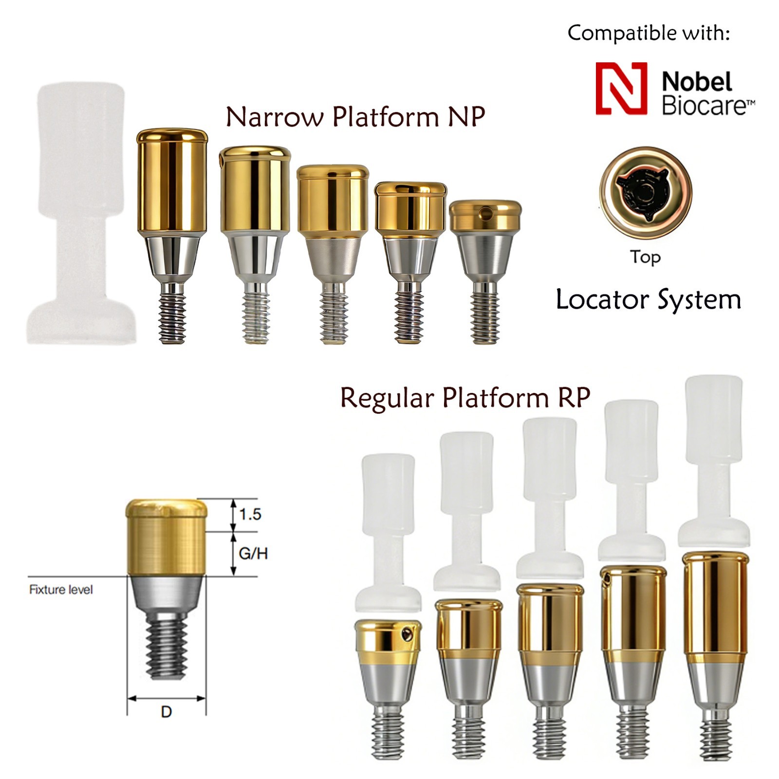 Dental Overdenture Locator Abutment Fit Hiossen Osstem/Nobel Biocare/Zimmer/MIS