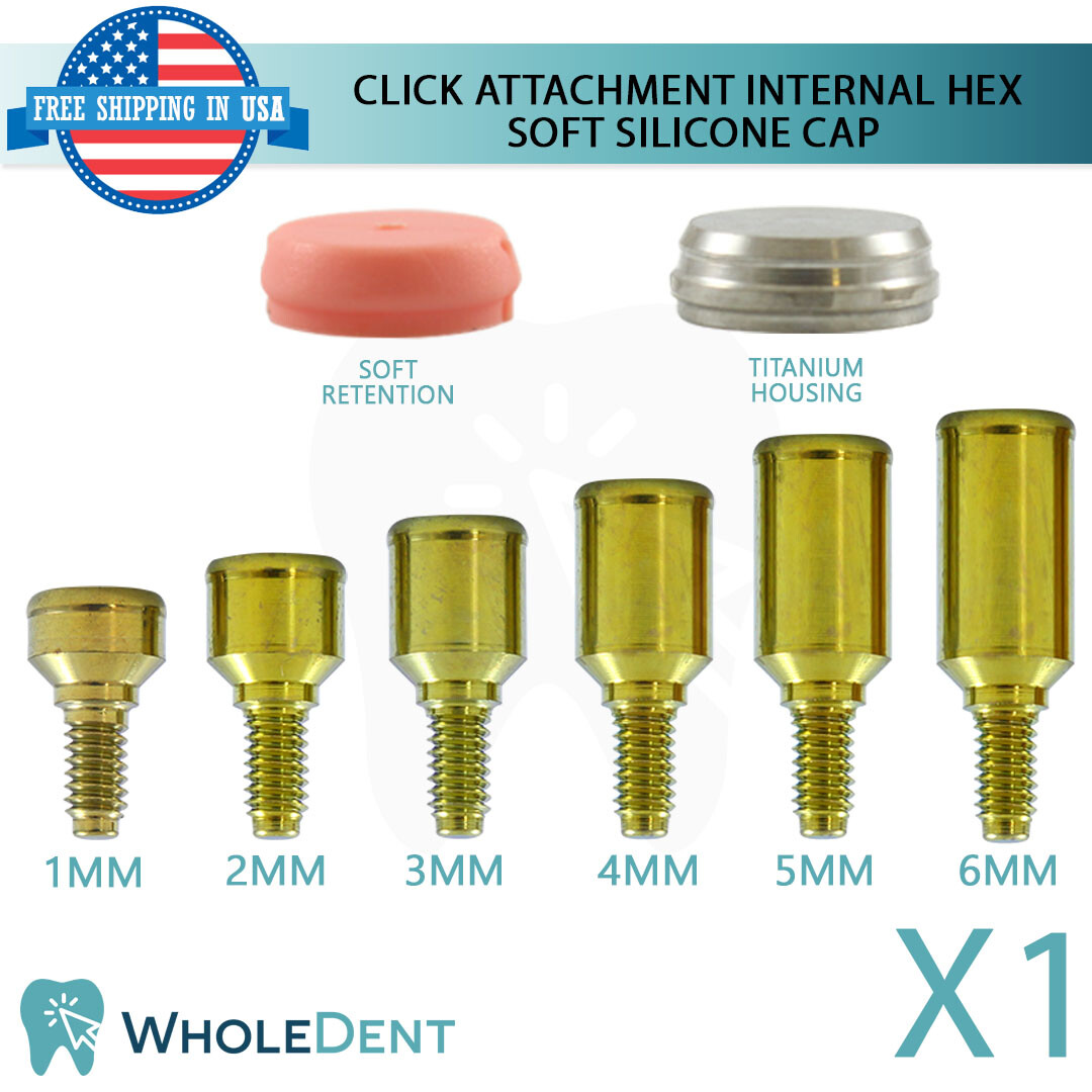 Click Attachment Abtment Soft Silicone Cap Dental Im plant Internal Hex