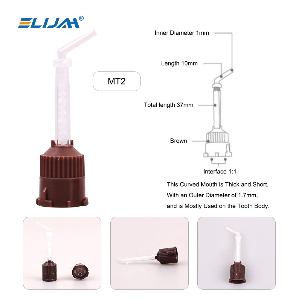 50pcs Dental Impression Material Silicone Rubber Crown Mixer Nozzle Mixing Tips
