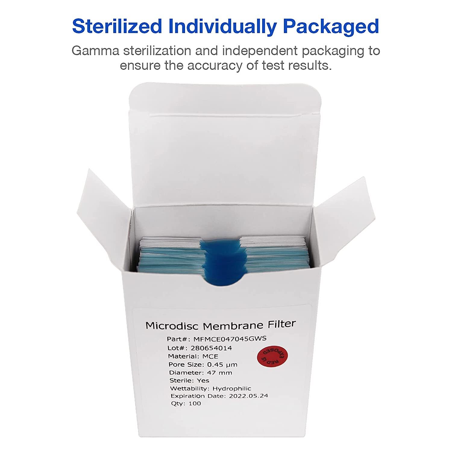 Simpure MCE Gridded Membrane Filter 47mm 0.45μm Sterile Mix Cellulose Ester