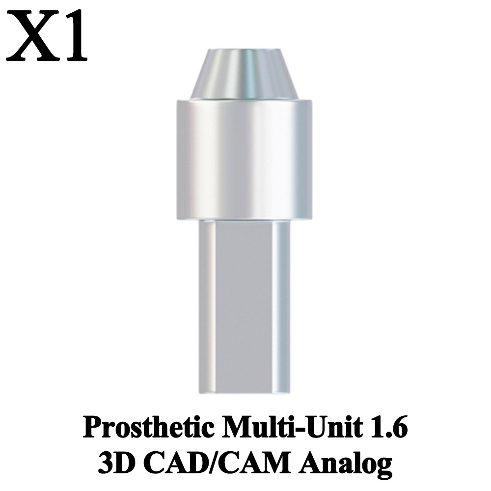 1x Prosthetic Multi-Unit 1.6 3D CAD/CAM Analog Titanium Dental Lab Model Library