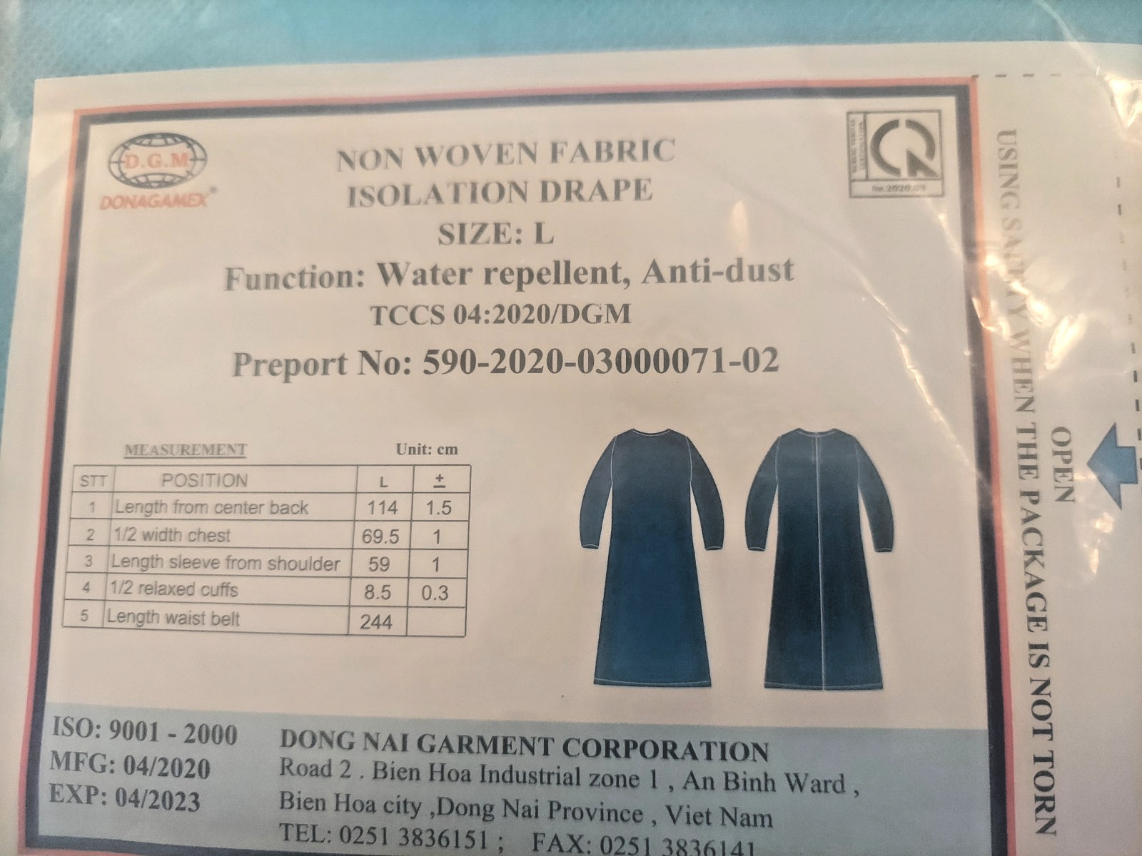 Non-Woven Isolation Drape Water Repellent Anti Dust Blue Sz Large Lot 10 Sealed