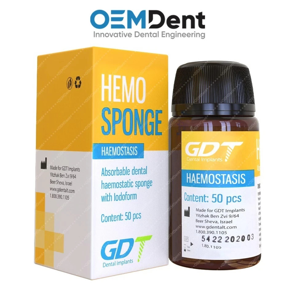 GDT Hemosponge Collagen Sponges With Iodoform, Dental Aid, 50pcs