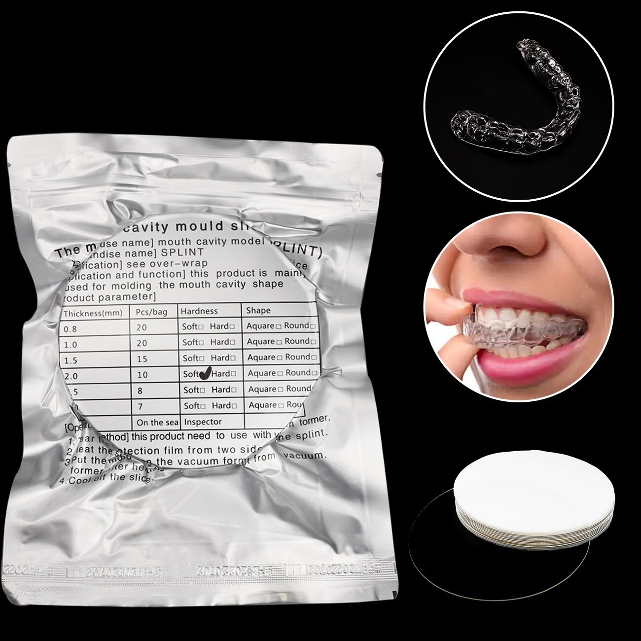 1.0mm Dental Splint Thermoforming Material for Vacuum Forming Soft Round Shape
