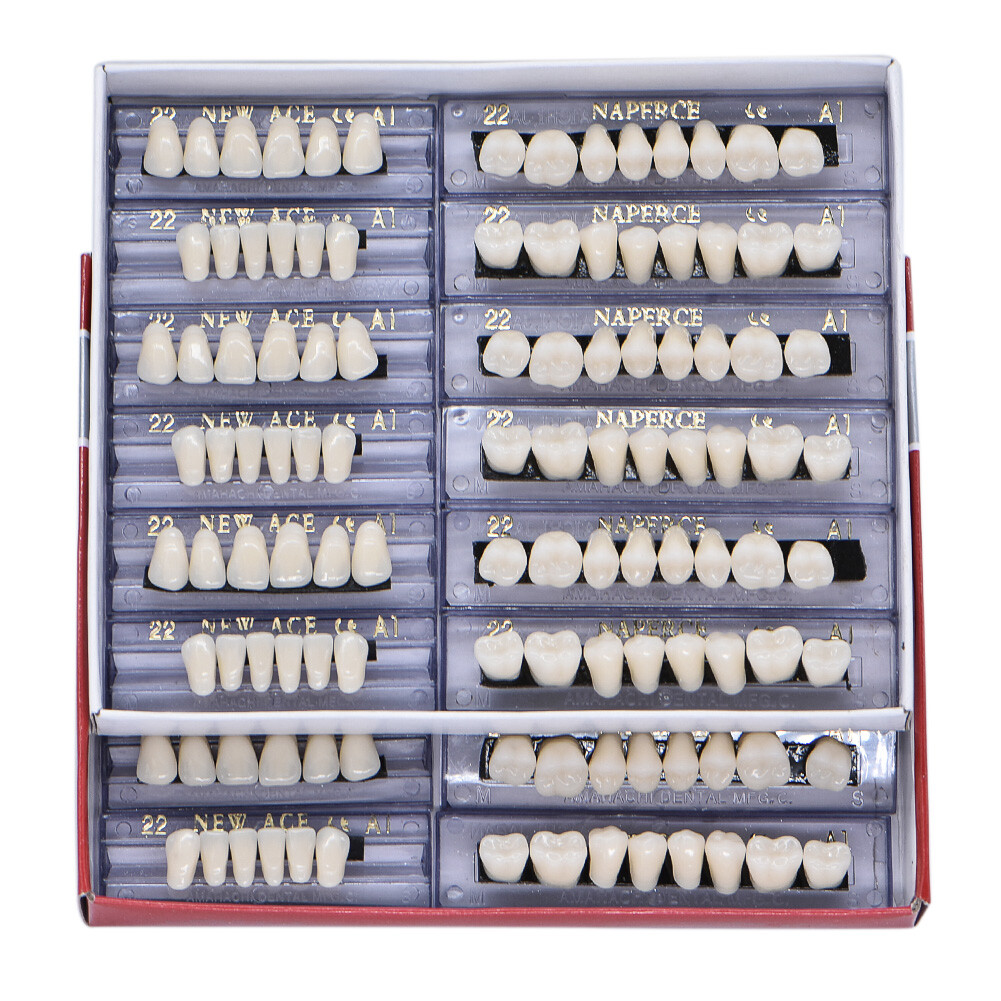 168Pcs Acrylic Resin Denture #22 Dental Upper Lower Shade A1 Teeth Set US