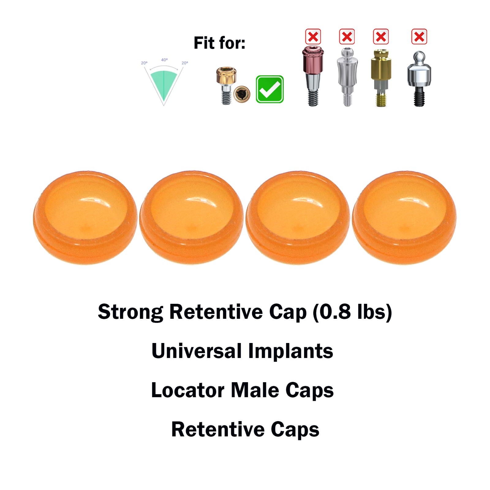 Dental Overdenture Locator Abutments Retention Caps Implant Male Cap Inserts Set