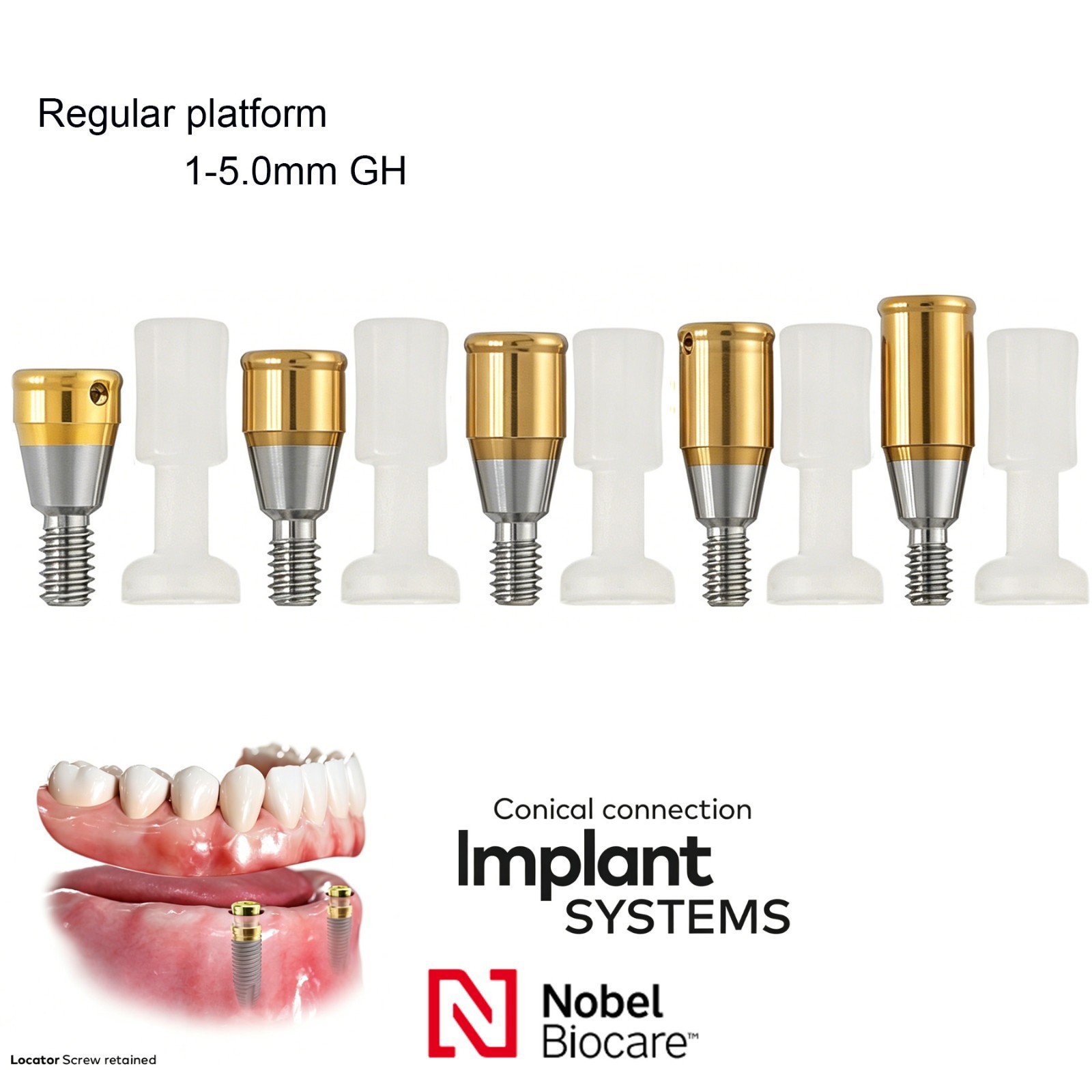 Locator Overdenture Abutment Fits Nobel Active Conical Connection NP/RP Platform