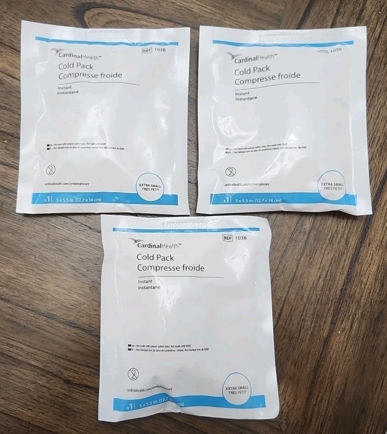 3pc-Cardinal Health Instant Cold Ice Pack First Aid Kit Size-5X 5.5″ Extra Small