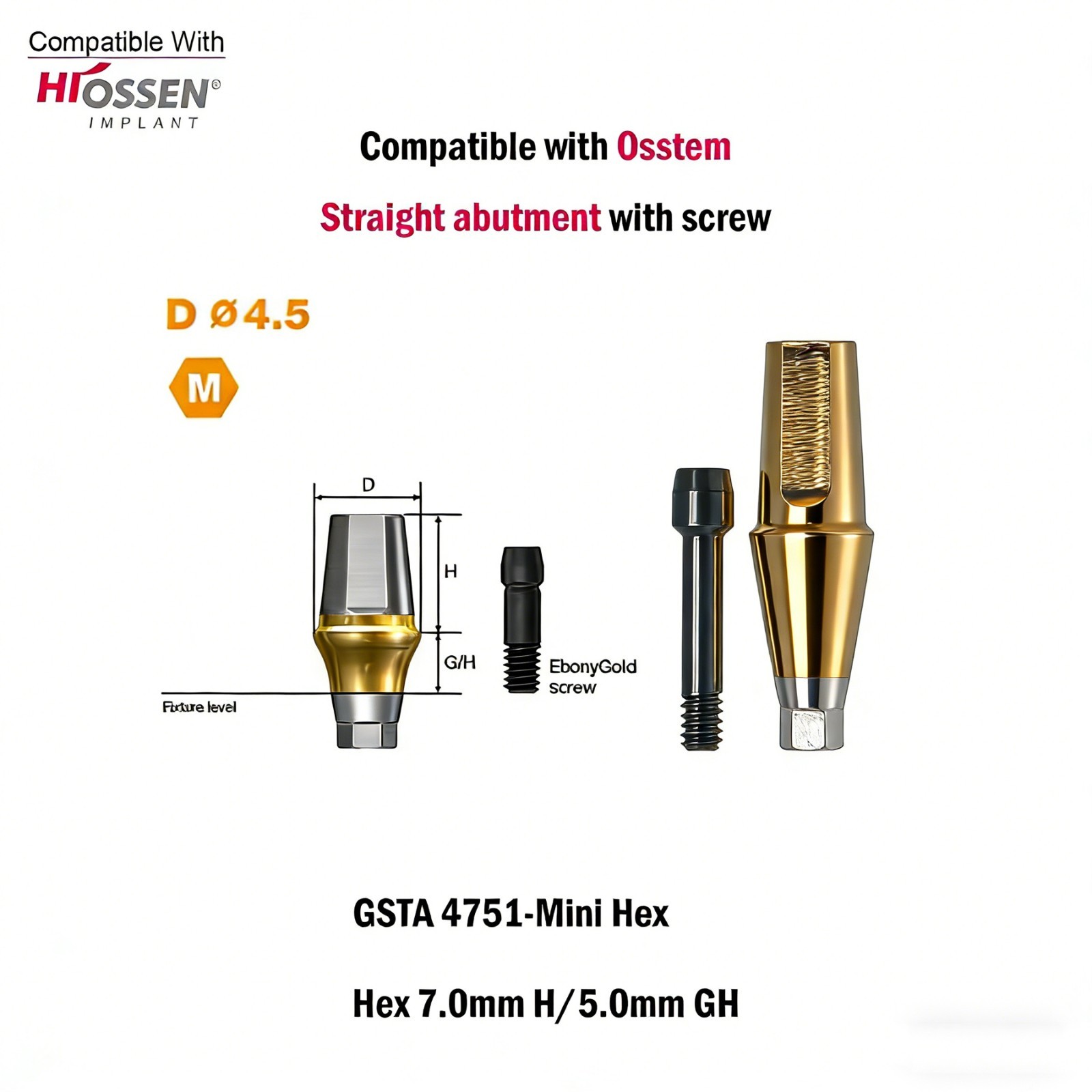 US 2Pcs Dental Hex Straight Transfer Abutment Mini Regular For Osstem Hiossen TS