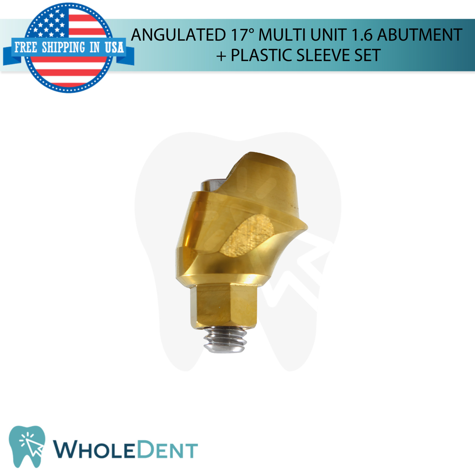 10x Dental Angulated 17° Prosthetic Multi Unit 1.6mm Plastic Sleeve Set Int Hex