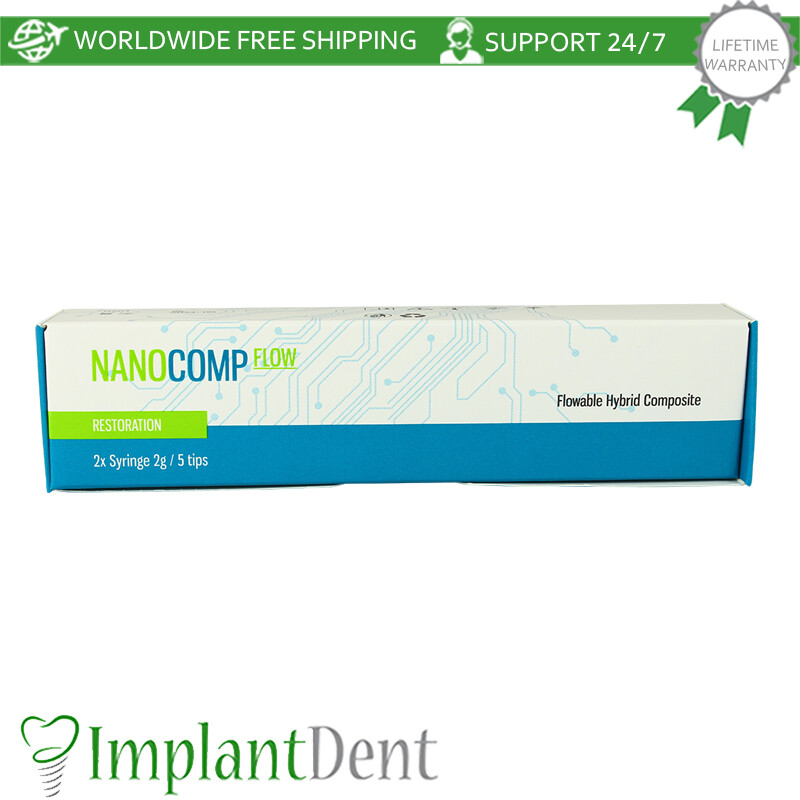 Dental Nano Comp Flow Universal Flowable Hybrid Fill Composite, 2 Syringes of 2g