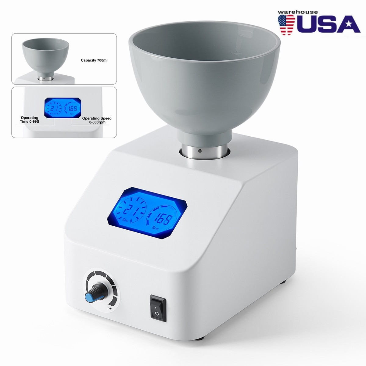 48W Dental Alginate Mixer Impression Materials Gypsum Plaster with Bowl＆Spatula
