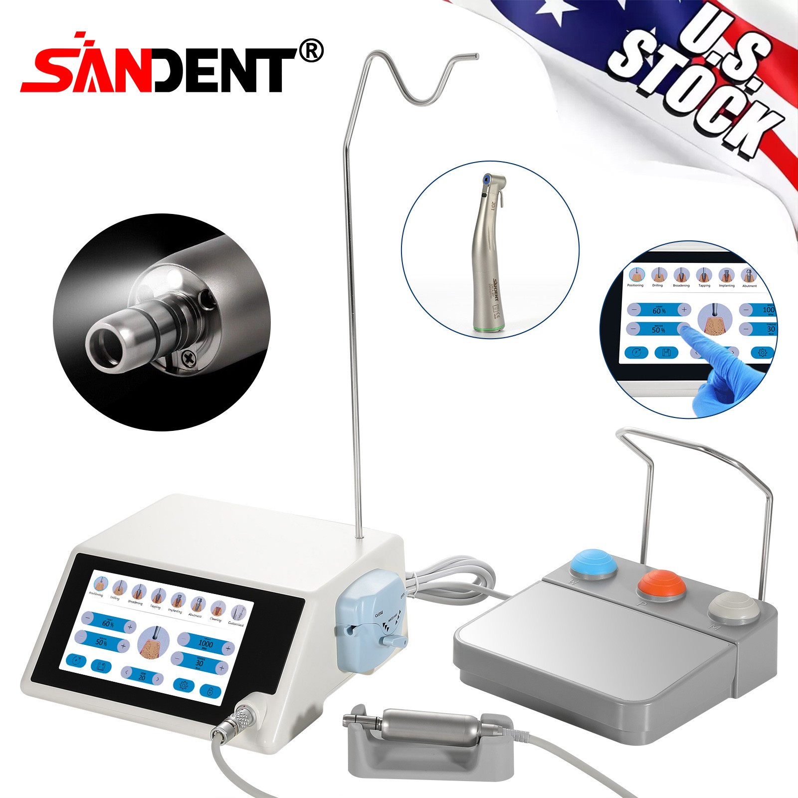 US SANDENT Monitor Osseointegration Stability Test / LED Brushless Implant Motor