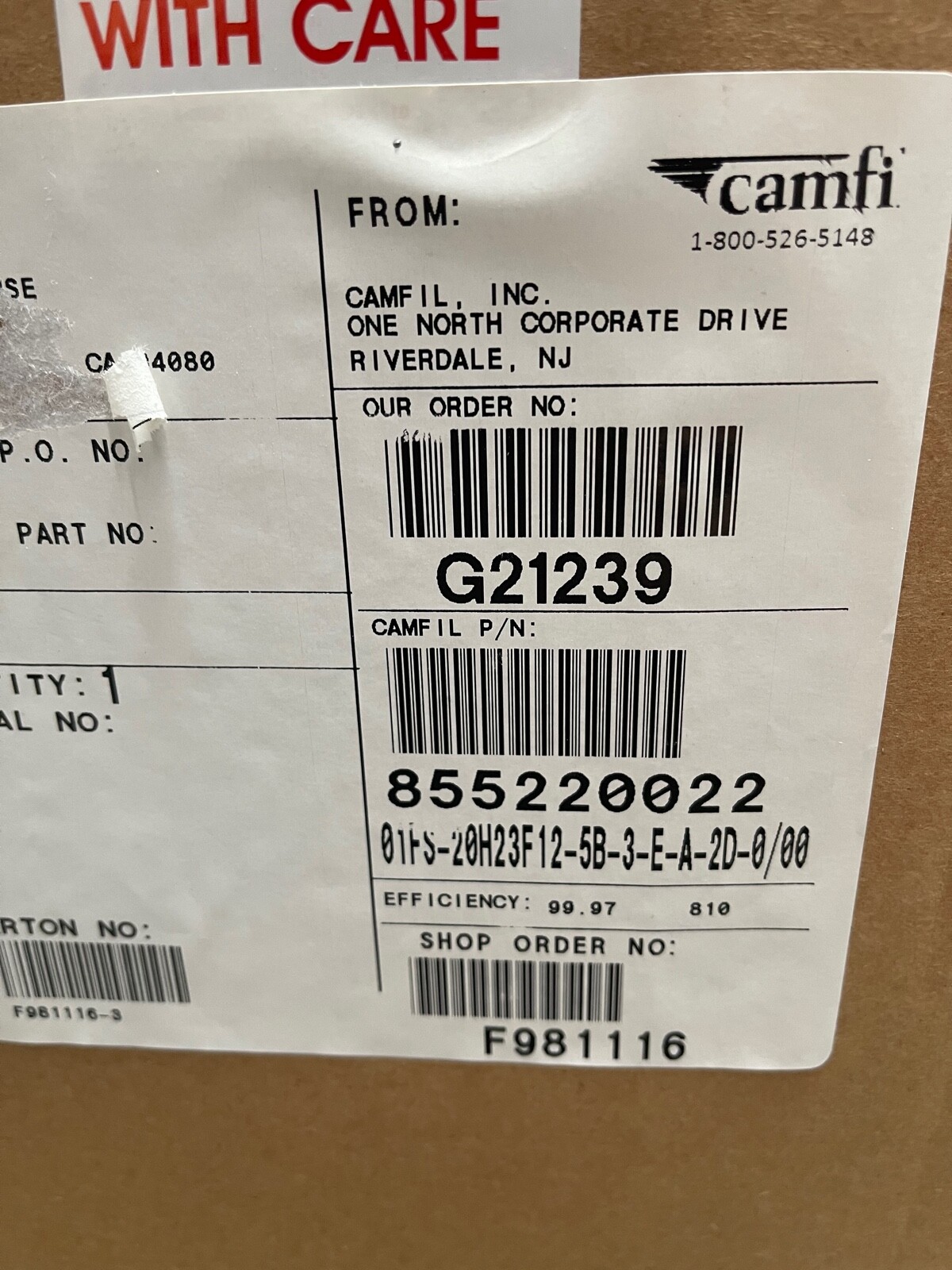 Camfil 01FS-20H23F12-5B-3-E-A-2D-0/00 High Capacity Filter 23×20,12