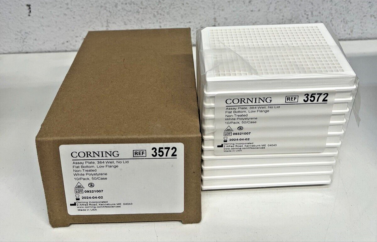 1 BOX OF 10 CORNING 3572 384 WELL FLAT BOTTOM ASSAY PLATES *NEW*