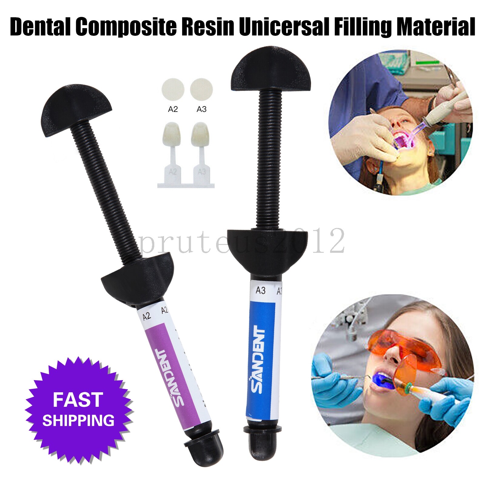 A2/A3 Dental Light Cure Micro Hybrid Dental Resin Composite Syringe Shade New
