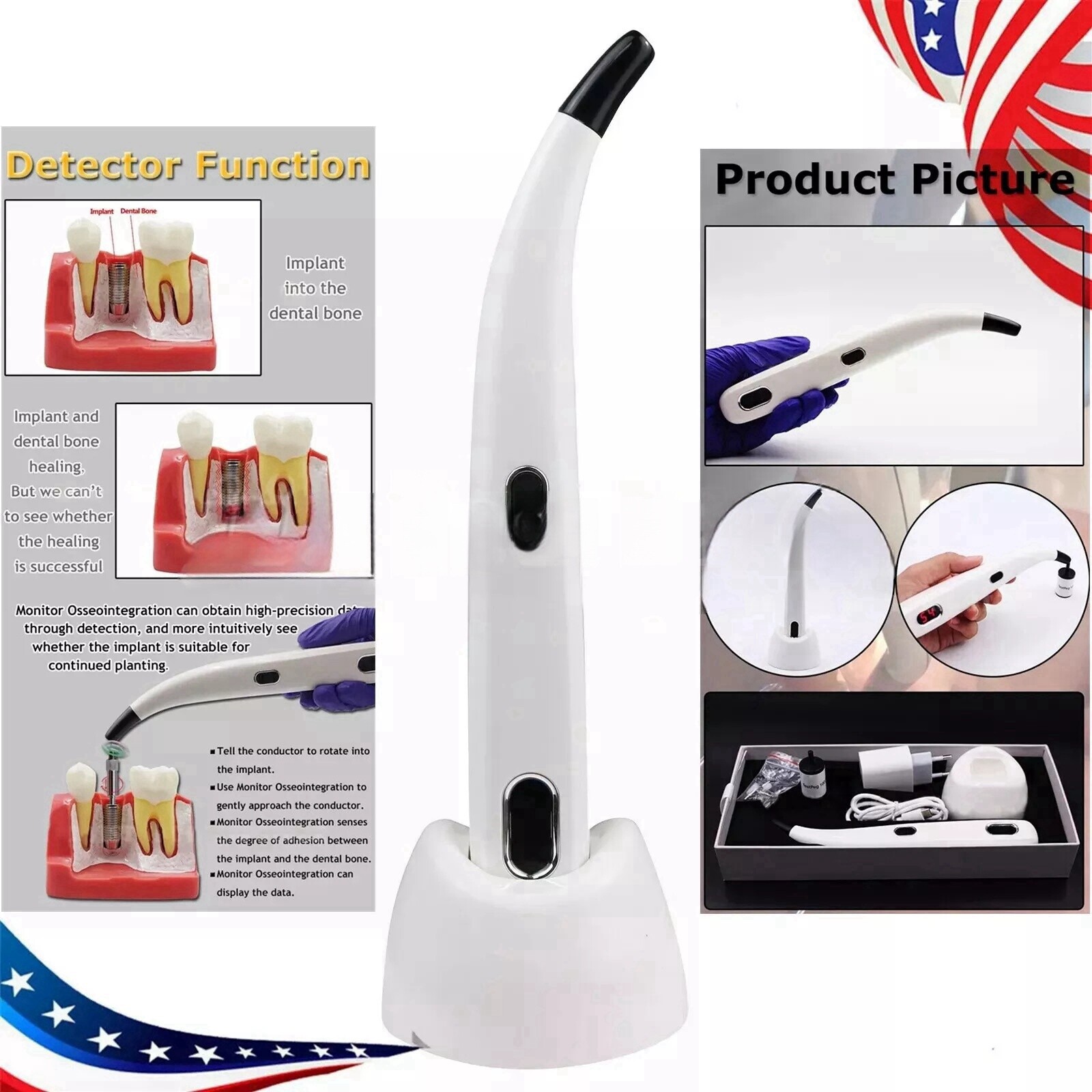 Dental Monitor Osseointegration RFA Inplant Stability Measurement Unit ISQ CE