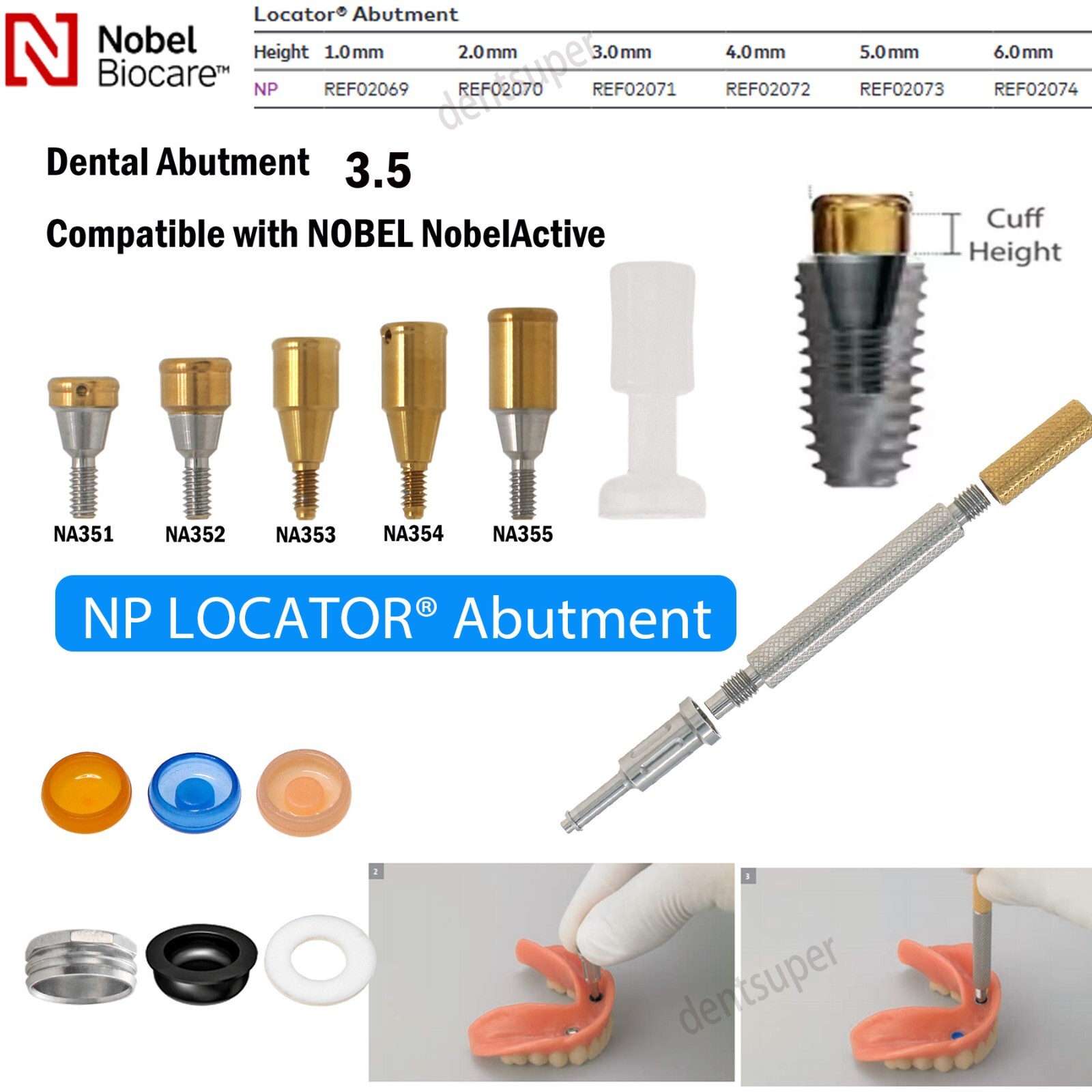 US Nobel Biocare Locator/Healing Abutment NP/RP Retention Caps Inserts Scanbody