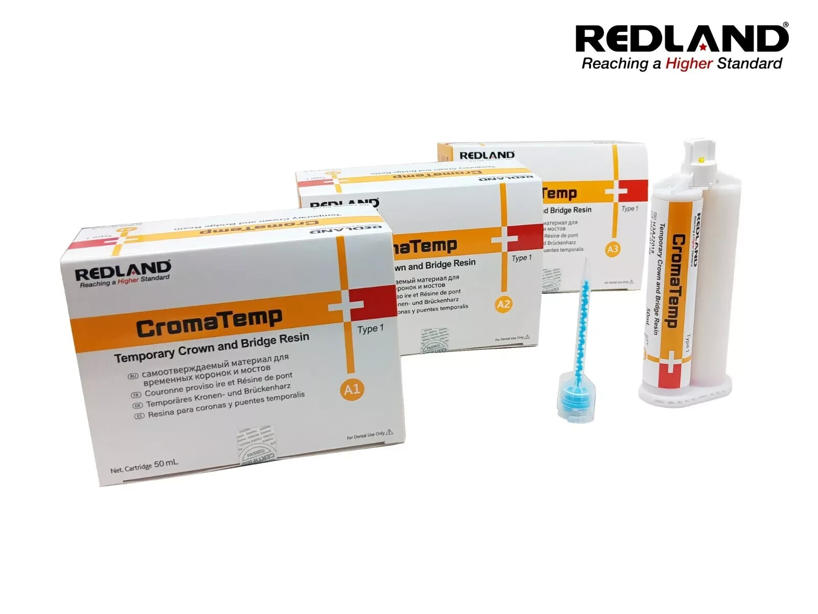 REDLAND CromaTemp 1:1 Temporary Crown & Bridge Resin 50mL + Tips (All Shade)