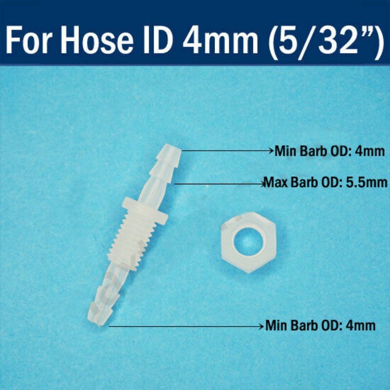 Plastic Straight Elbow Bulkhead Fitting Hose Barb Tube Connector Inch In 1~12mm