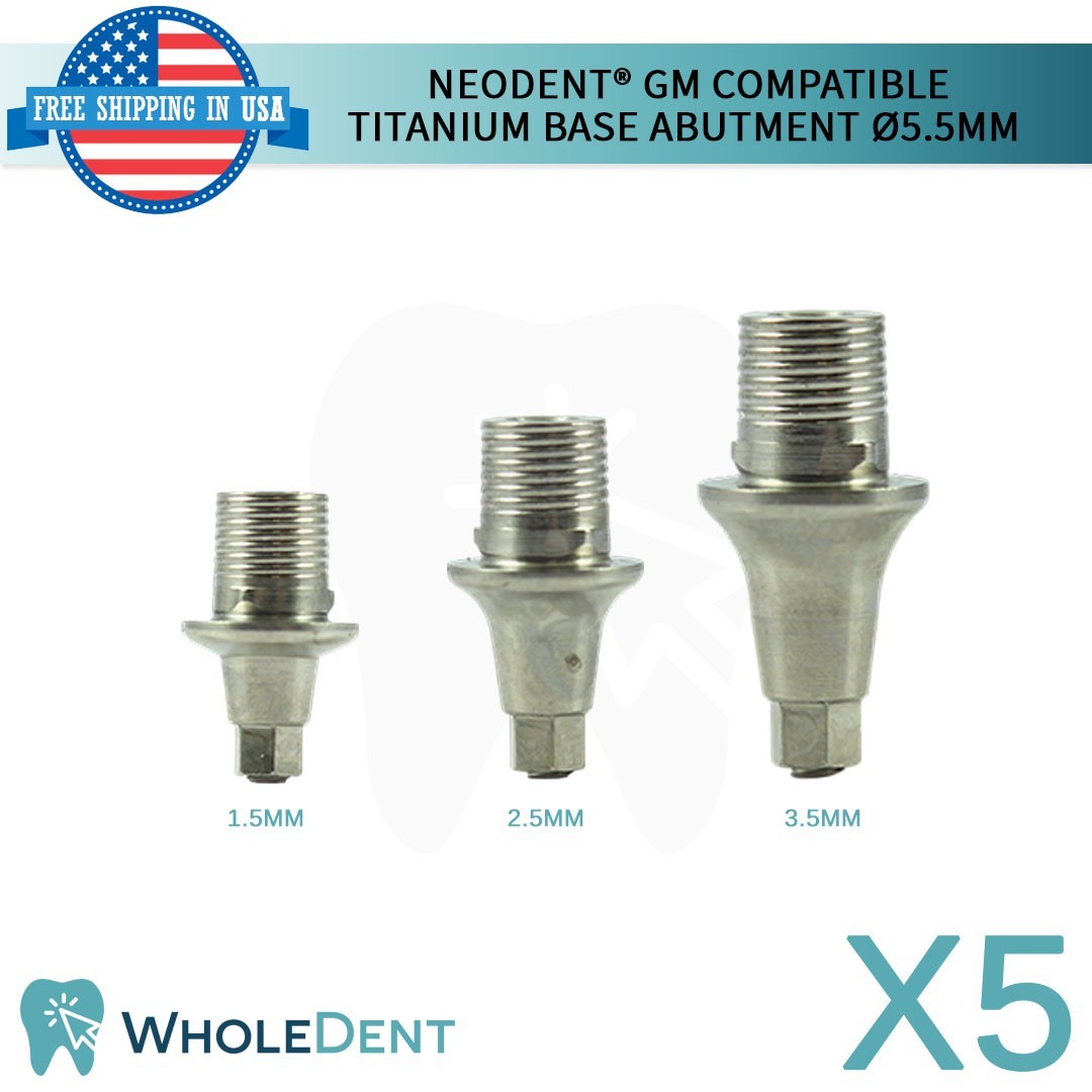 5X Titanium Base Dental Prosthetic Compatible with Neodent® GM Ø5.5mm Lab