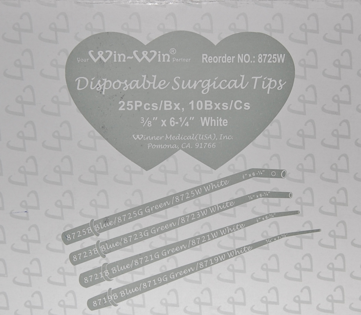 Winner WHITE 3/8 x 6-1/4 Dental Disposable Surgical Tips 250 Count