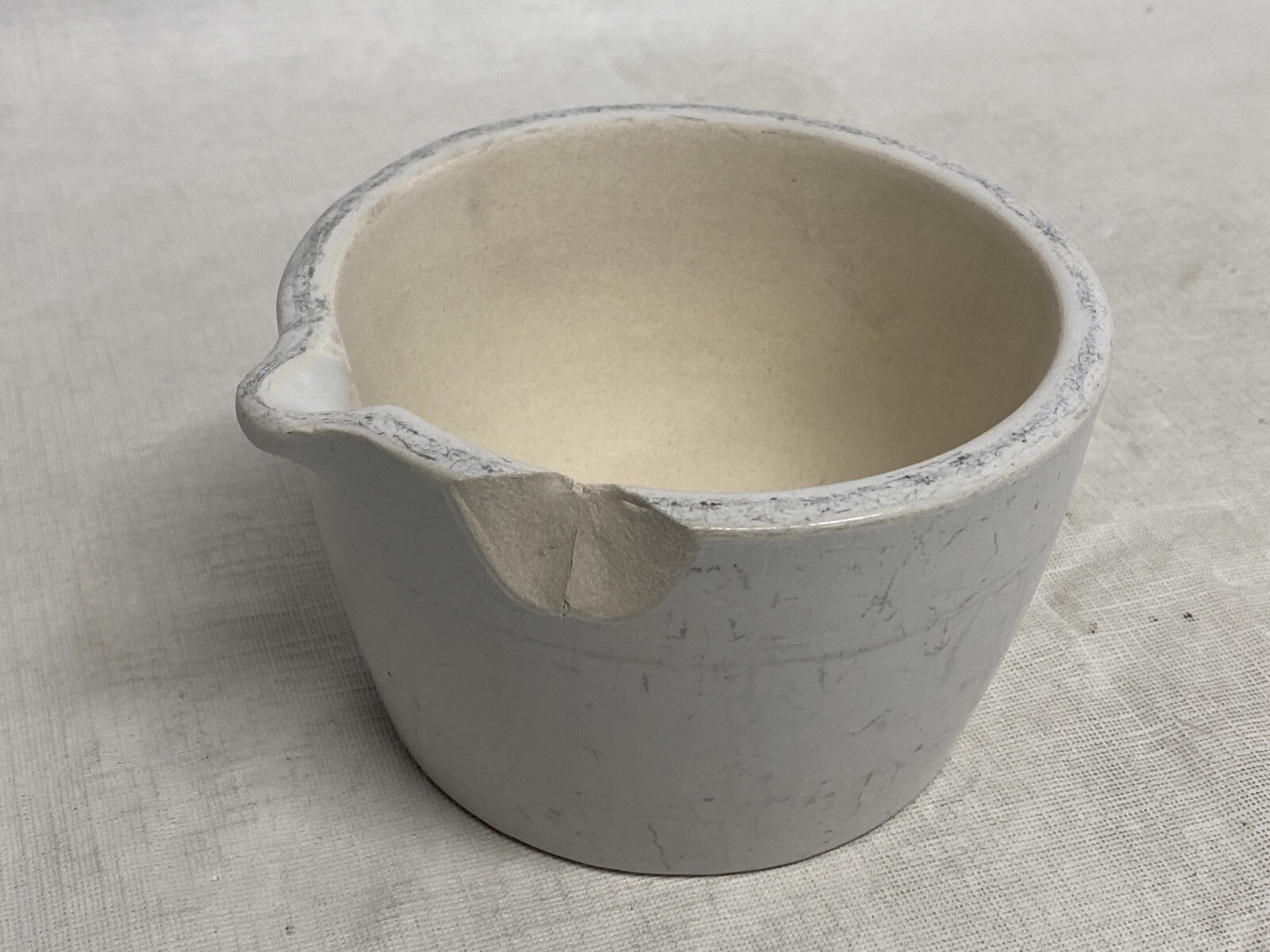 Laboratory 400mL Glazed Porcelain Mortar 137mm OD x 85mm H x 77mm ID B