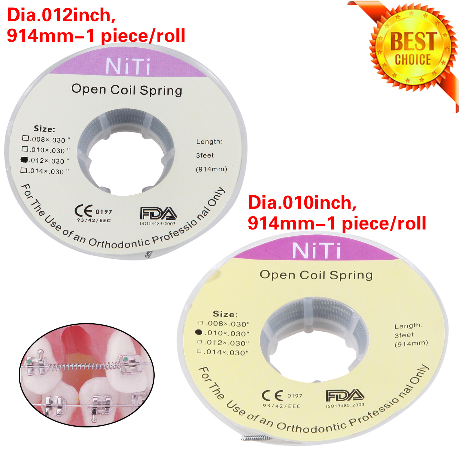 1 Roll Dental Ortho Niti Open Coil Spring Spool Dia.0.010/0.012 *030″ inch 914mm
