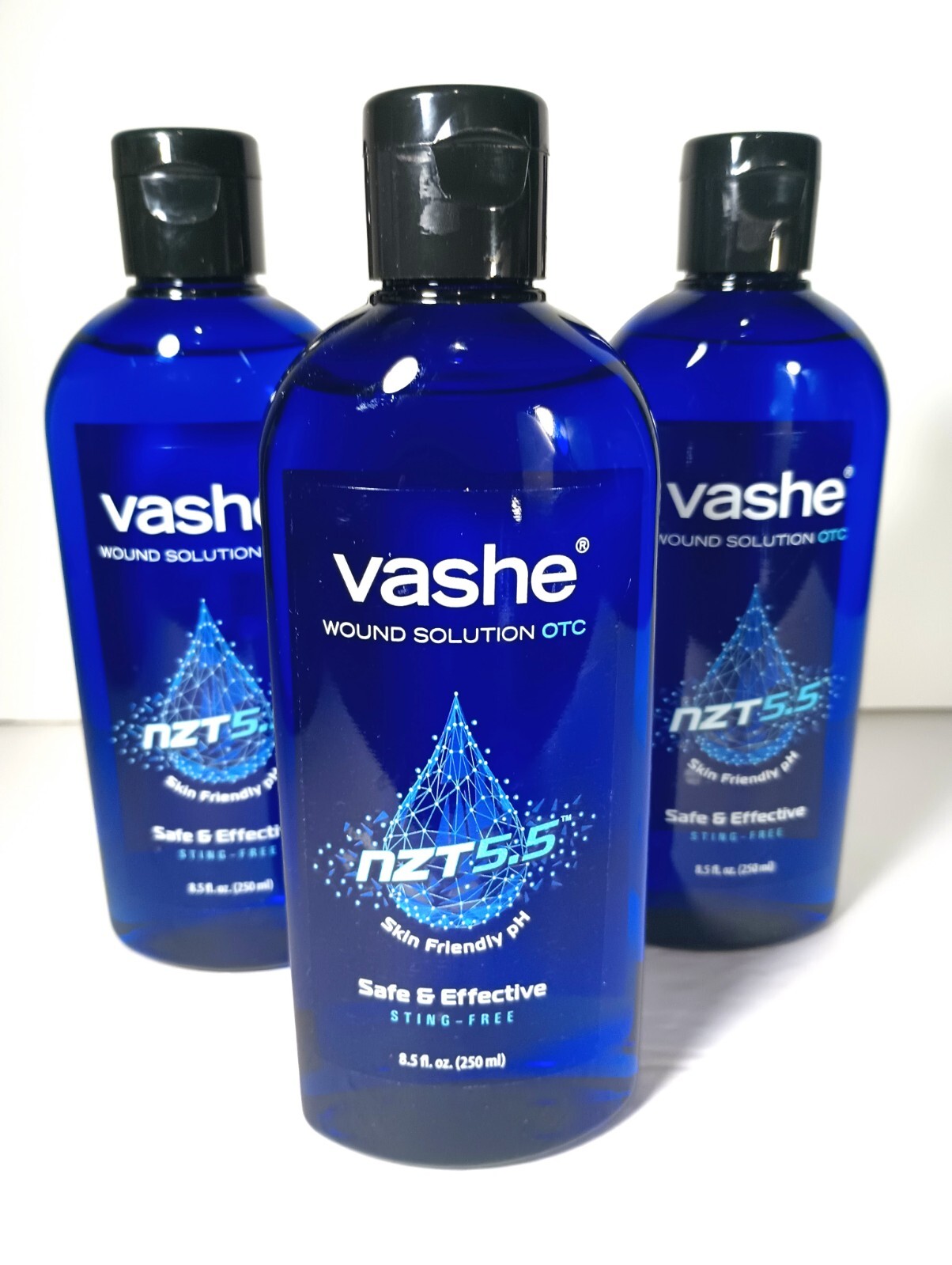 Vashe Wound Solution Pure Hypochlorous Acid-Preserved Wound Cleanser 8 oz 3pack