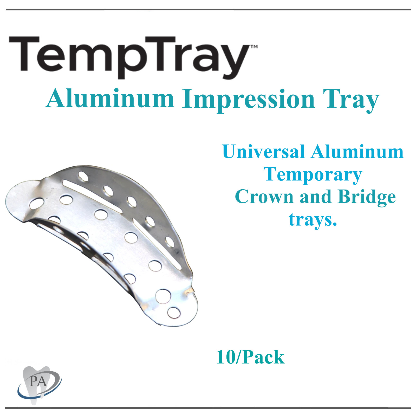 Dental Universal Aluminum Temporary Crown and Bridge trays, Mini Posterior 10/Bg