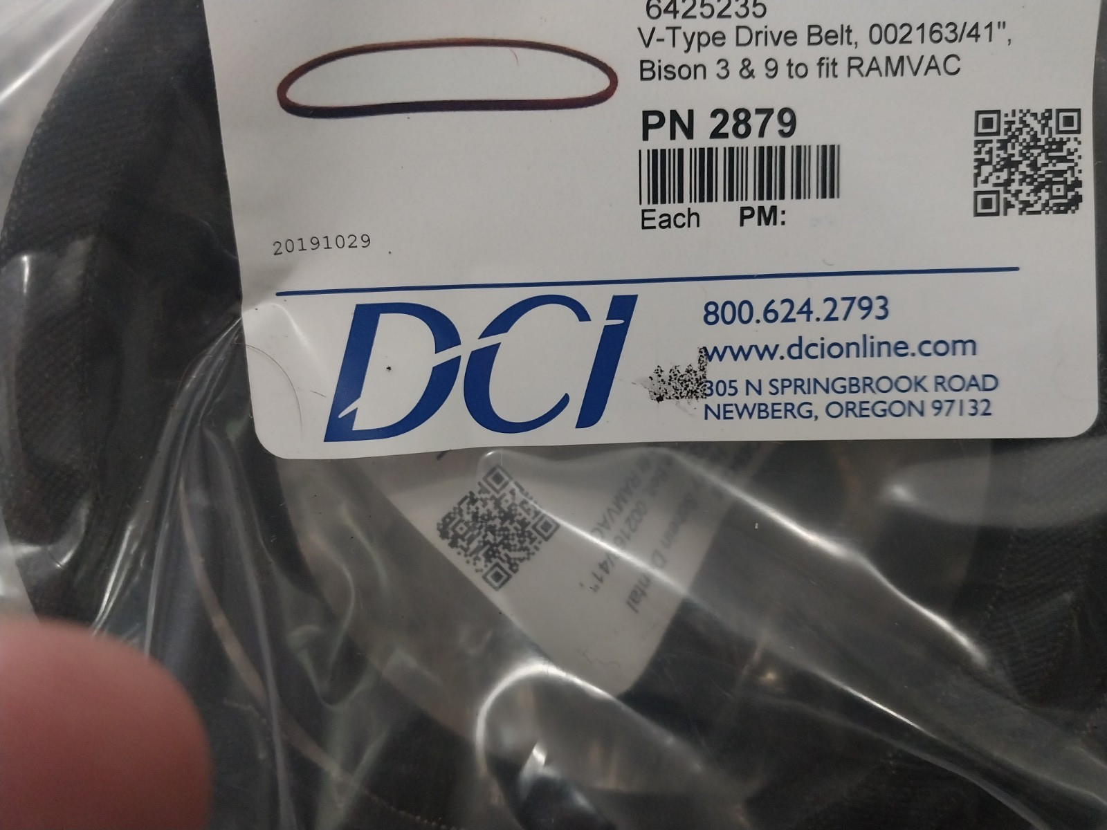 DCI 2879 RAMVAC Bison V-Type Drive Belts Bison 3 and 9