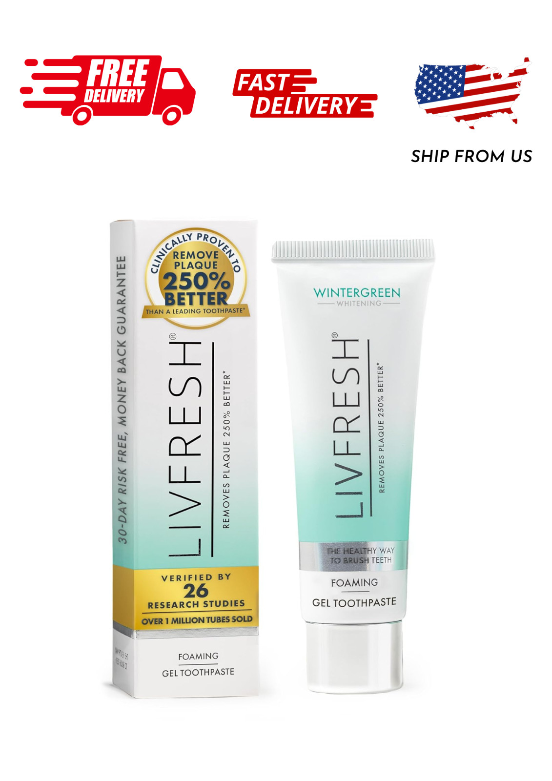 LIVFRESH Dental Gel by Livionex – Clinically Proven to Remove Plaque 250% Better