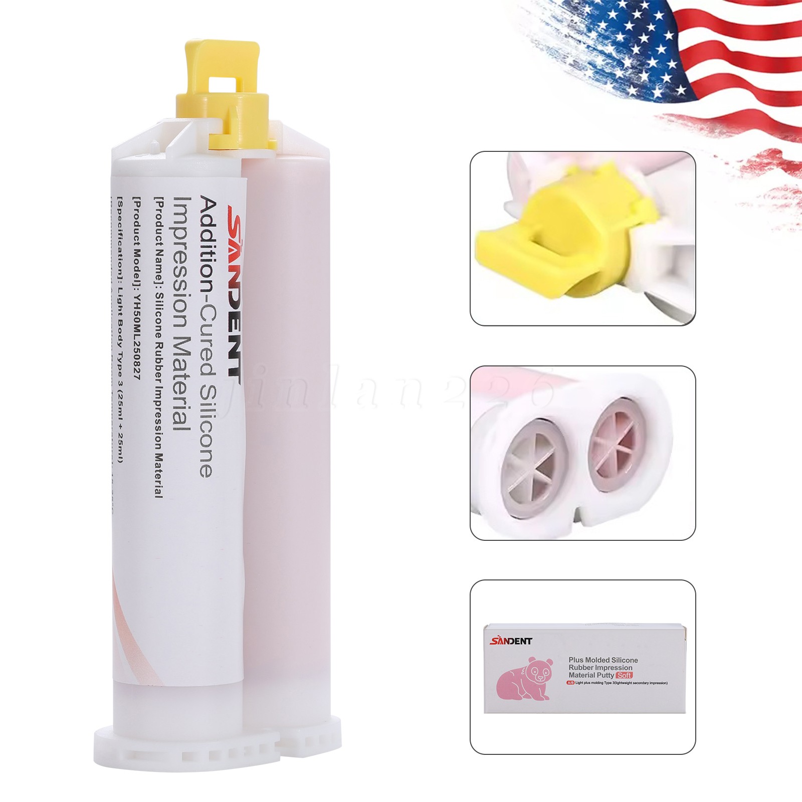 Dental VPS Impression Material Light Body Regular Set 25ml+25ml Cartridge 5 Tips