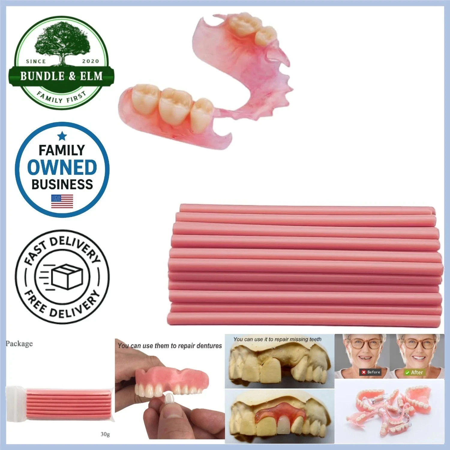 Gum Material Repair Strip for Missing Teeth Partial Full Dentures Quick Fix