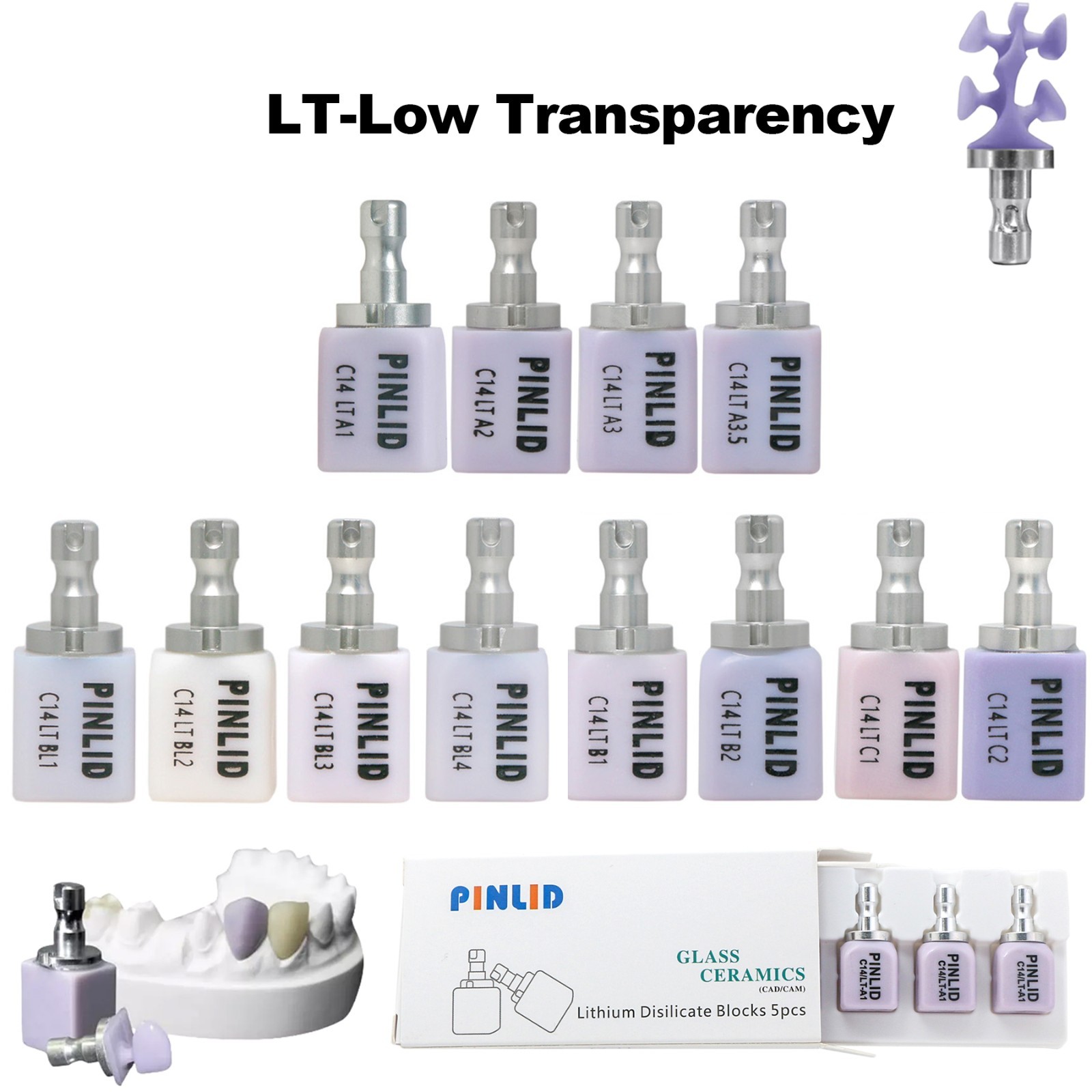 Dental C14 HT/LT/MT Emax Glass Ceramic Blocks Lithium Disilicate CAD/CAM CEREC