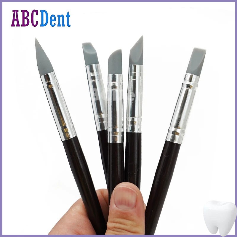 5pcs Dental Composite Resin Veneer Cement Porcelain Brushes Silicone Brush Pen