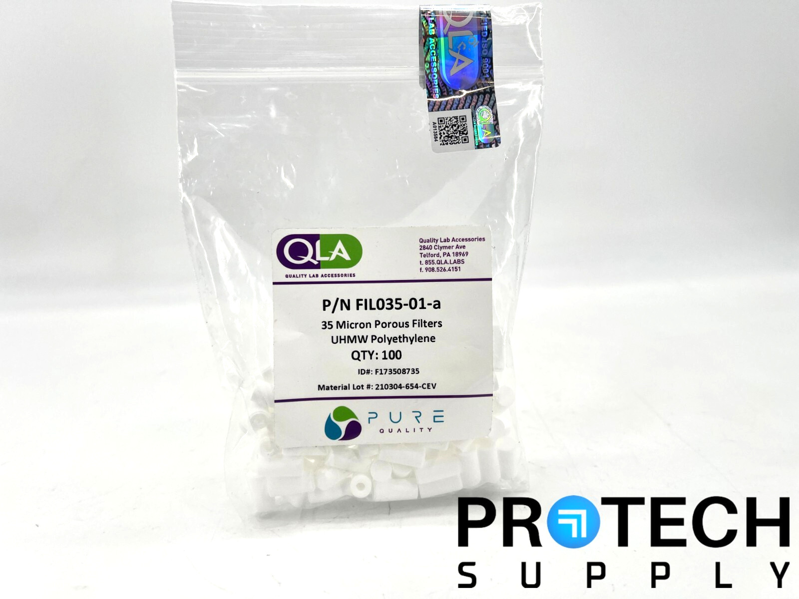 100/Pk QLA FIL035-01-a 35 Micron Porous Filters UHMW Polyethylene NEW