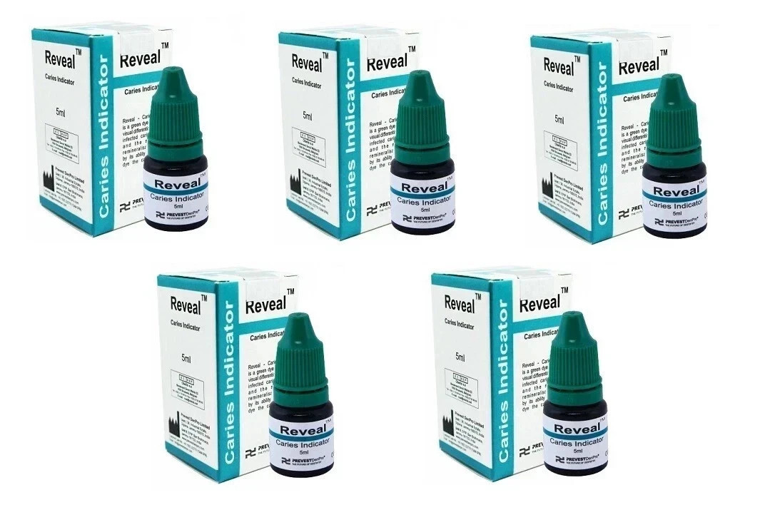 5 x Dental REVEAL 5ml Pack Caries Indicator Dye Dentin Caries Detector FREE SHIP