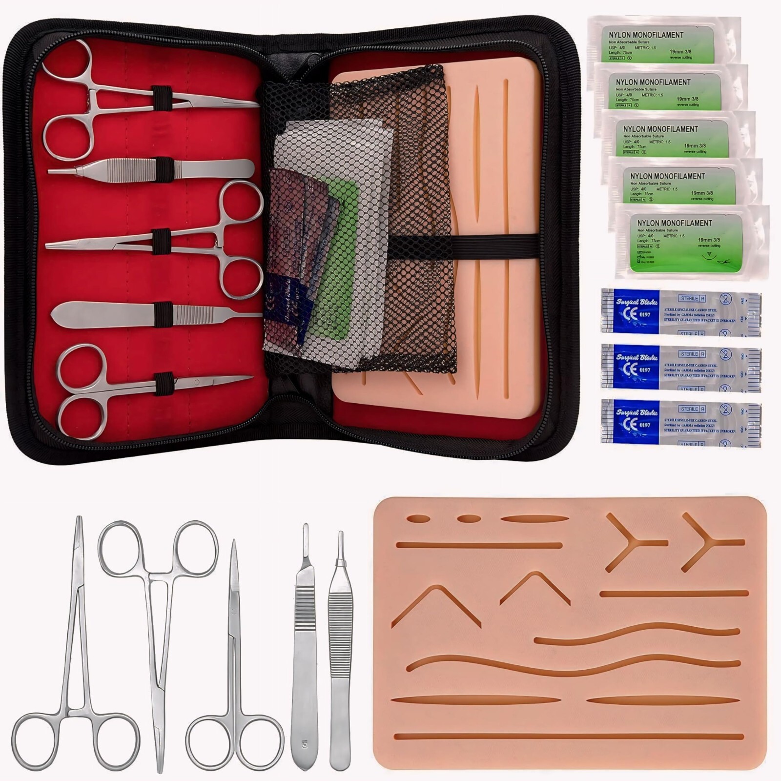 21 Pieces Practice Suture Kit With Pad Medical Student Veterinary Inst German Gr