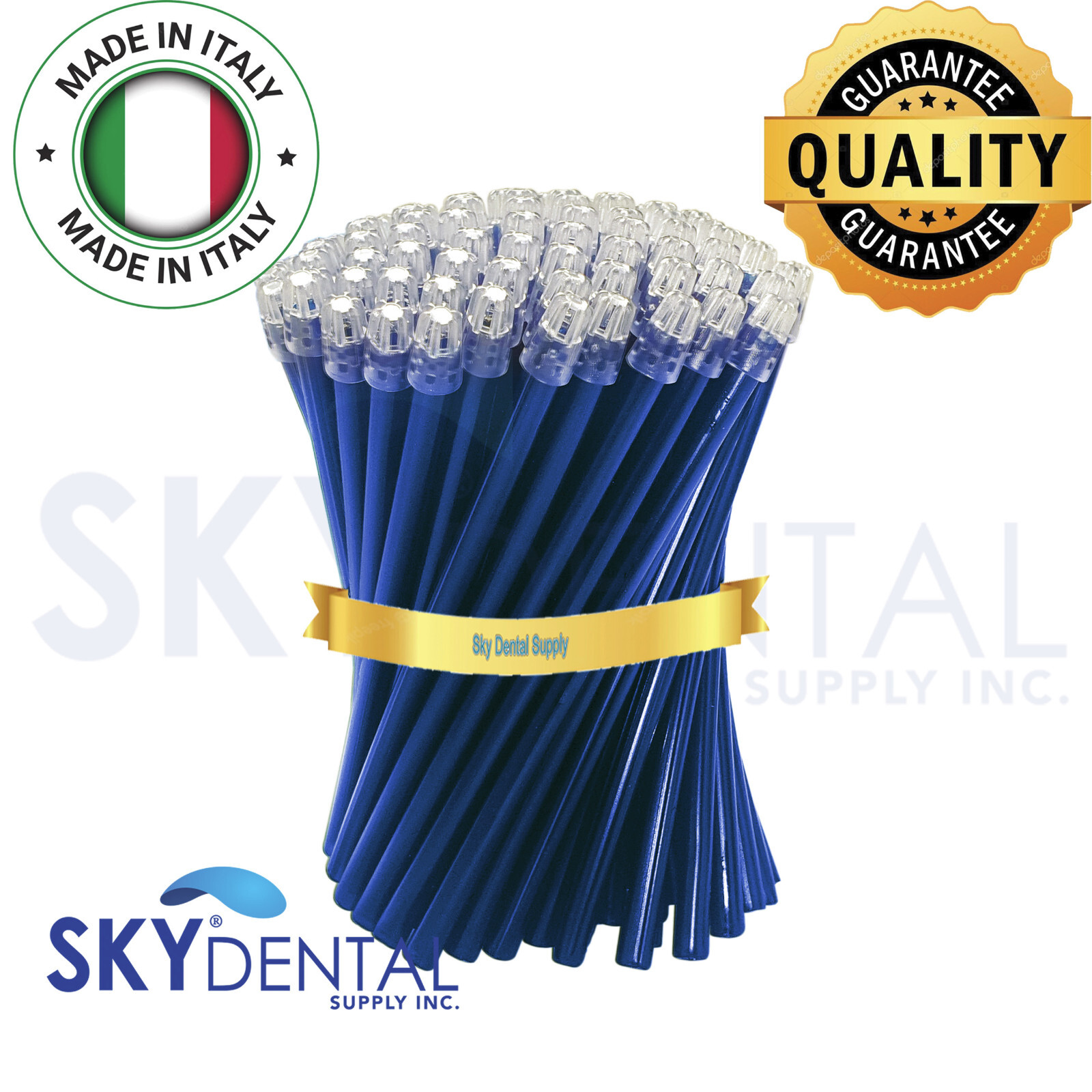 3000x Saliva Ejector Translucent Blue with Clear Tips Made in Italy