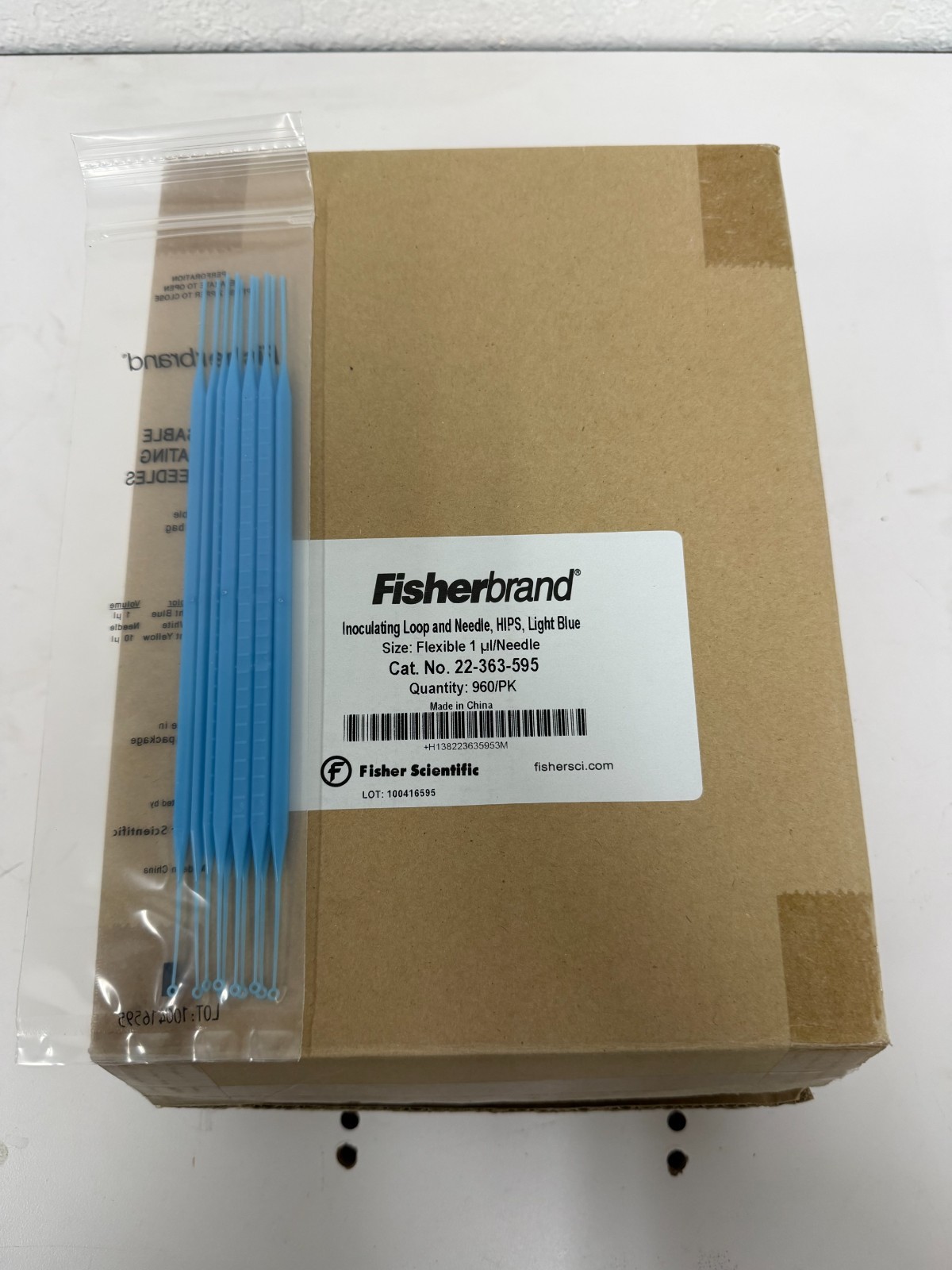 FisherBrand Plastic Inoculating Loops & Needles Light Blue PK 960 22363595