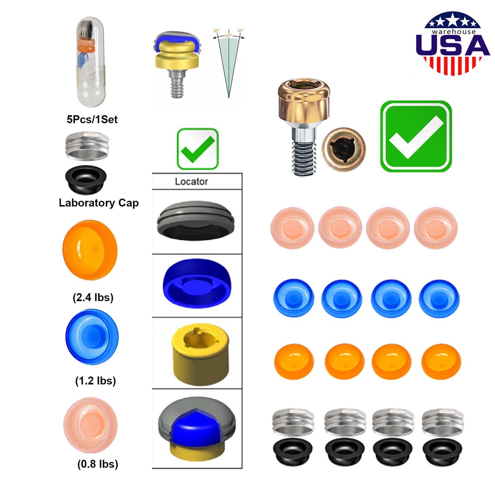 US Nobel Biocare Hex Locator/Healing Cap/Abutment /Impression Coping Accessories