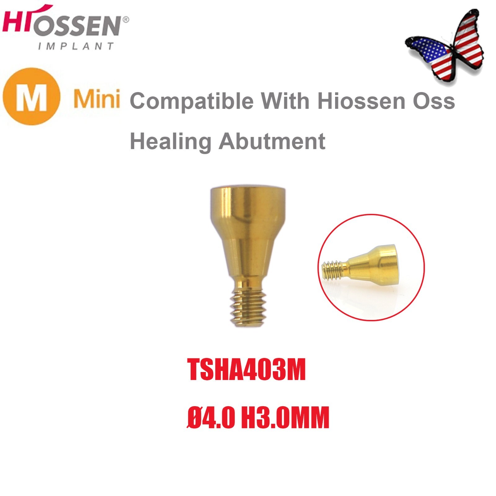 US Dental Mini Healing Abutment Cap & Cover Screw Fits Osstem Hiossen Implant