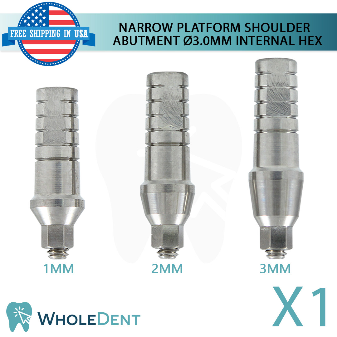 1x Narrow Platform Int Hex 2.0mm Straight Shoulder Abutment Dental Ø3.0mm