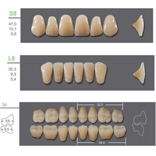 Huge Kaili Synthetic Polymer False Teeth Shade A4 Full Set: 28 teeth/set 4 sets
