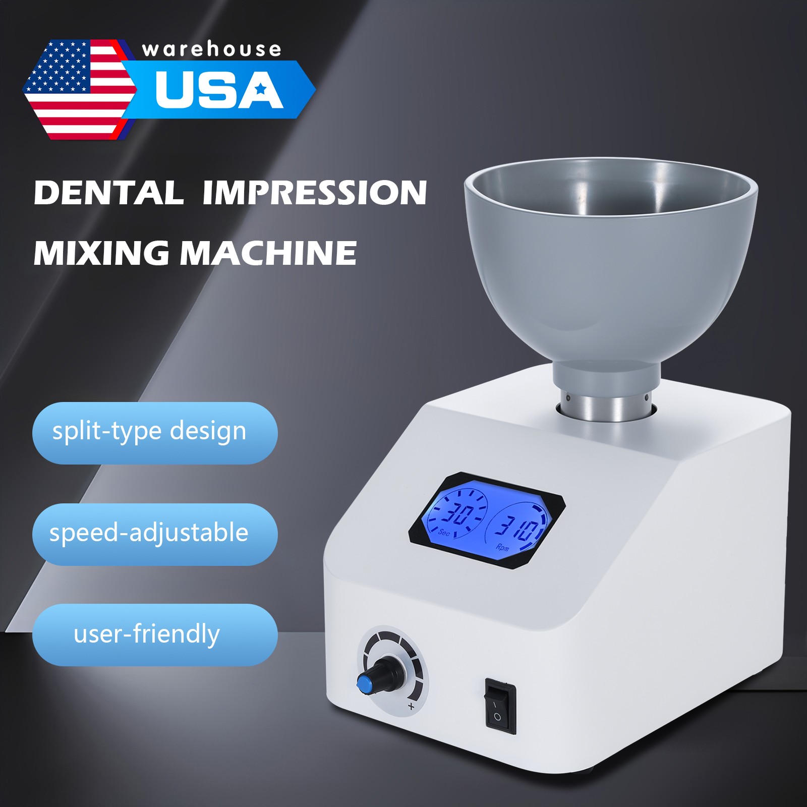 Dental Lab Mixer For Mixing Alginate Die Stone Impression Machine LCD Display