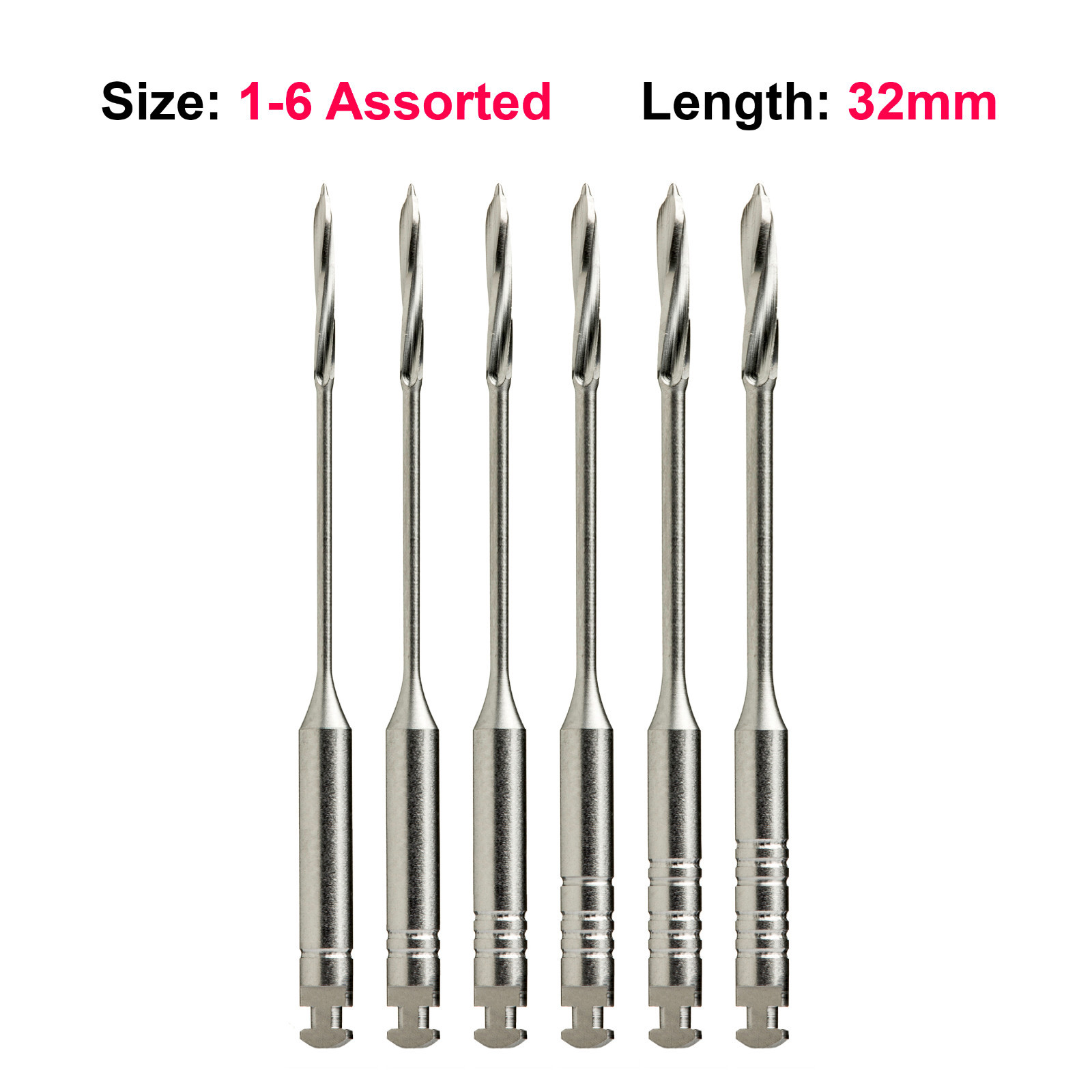 Peeso Reamers Endodontic DRILLS Assorted Sizes #1-6 32mm 6/Pkg Top Quality