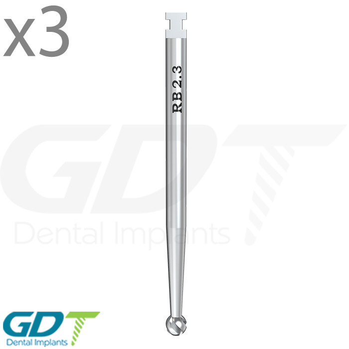 3 Round Burrs Drills Ø2.3mm Dental Im plant Israel Made Sur gical Tool GDT Brand